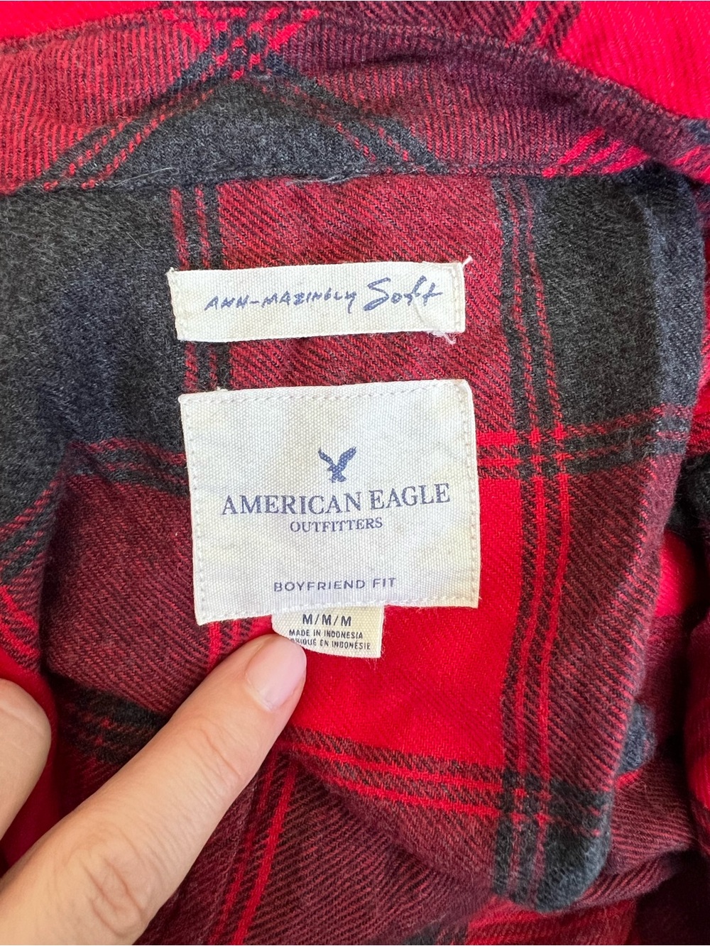 American Eagle Outfitters Red and Black Plaid Shirt - Picture 7 of 8